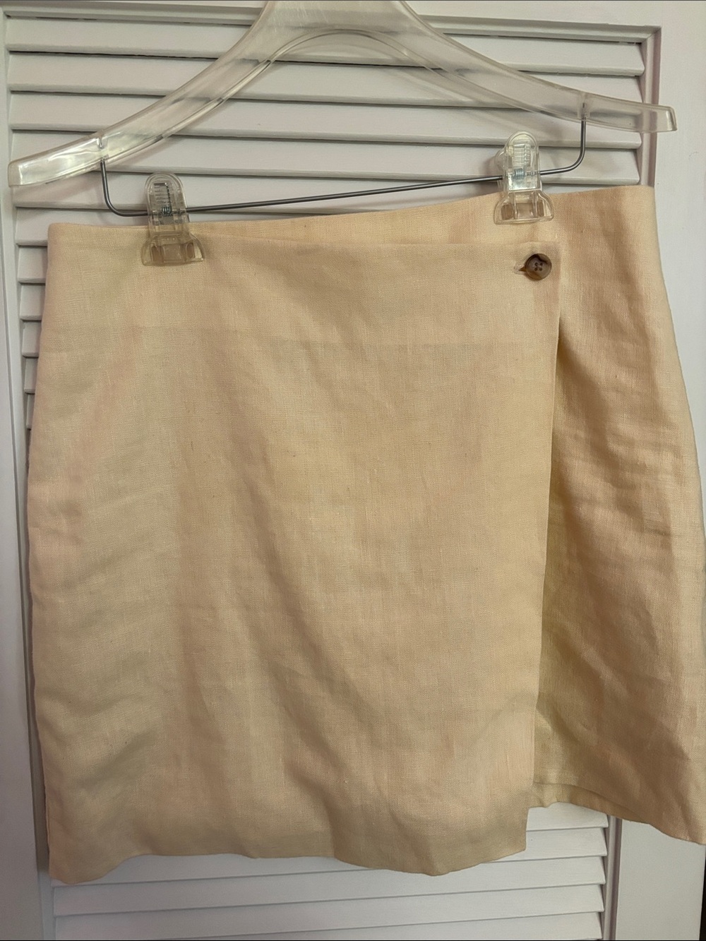 Banana Republic Women's Linen Cream Wrap Mini Skirt